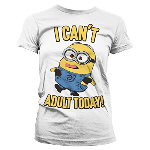MINIONS Offizielles Lizenzprodukt I Can't Adult Today Damen T-Shirt (Weiß), S