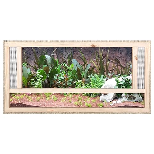 ECOZONE Holz Terrarium mit Frontbelüftung 80 x 50 x 50 cm - Holzterrarium aus OSB Platten - für Schlangen, Reptilien & Amphibien