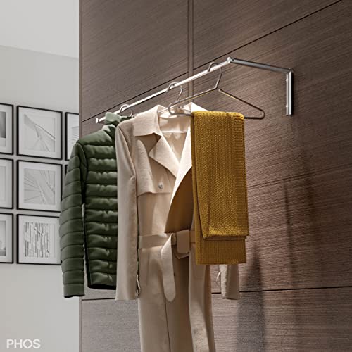 PHOS Design, G13-600, 60 cm breite Edelstahl-Wandgarderobe mit Kleiderstange