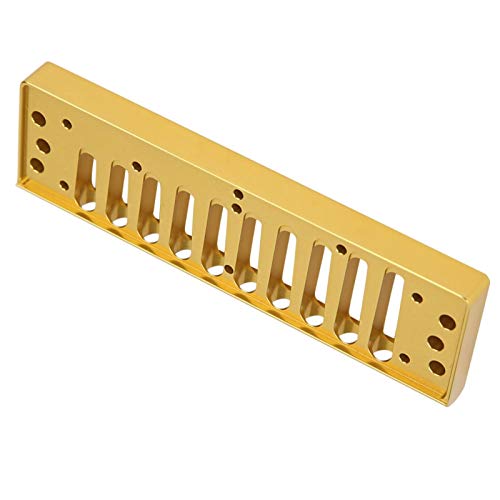 Mundharmonikakamm 10-Loch Blues Harp Comb Teil für HOHNER SP20 Aluminiumlegierung Mundharmonika-Zubehör(Gold)