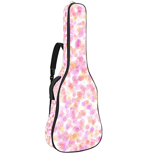Gitarrentasche mit Reißverschluss, wasserdicht, weich, für Bassgitarre, Akustik- und klassische Folk-Gitarre, Pink Flower Floral