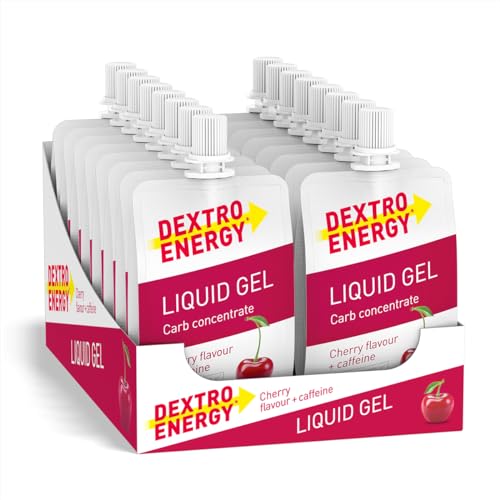 Dextro Energy Liquid Gel - Leckere Energieriegel Alternative für Ausdauer SportlerInnen - Kirsche mit Koffein und Dextrose - 18 x 60 ml (18er Pack)