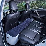 globalqi Auto Luftmatratze, Aufblasbare Rücksitz Lücke Isomatte Luftbett Kissen mit Motorpumpe für Auto Reise Camping (Blau)