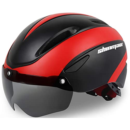 Shinmax Fahrradhelm,CE-Zertifikat,Fahrradhelm mit Abnehmbarer Schutzbrille Visor Shield für Männer Frauen Mountain & Road Fahrradhelm Einstellbarer Sicherheitsschutz Skateboarding Ski & Snowboard
