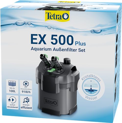 Tetra Aquarium Außenfilter EX 500 Plus - leistungsstarker Filter für Aquarien bis 100 L, schafft kristallklares fischgerechtes Wasser
