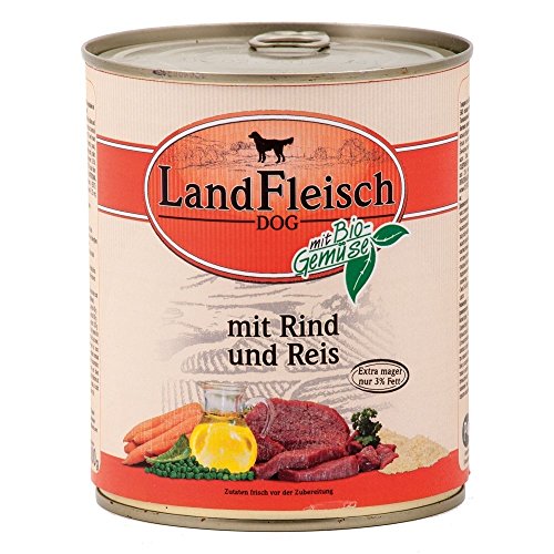 LANDFLEISCH Hundenassfutter »Pur Lamm, Ente und Kartoffel«, 6 Dosen á 800 g