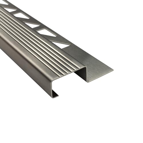 5x Stufenprofil Edelstahl Fliesenleiste Profil Treppen Schiene H12mm gebürstet