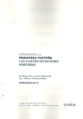 Primavera Porteña: für Violine, Viola und Violoncello (3 Violoncelli)