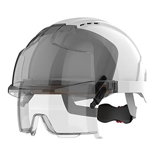 EVO® VISTAlens™ Sicherheitshelm mit integrierter Schutzbrille – Weiß/Smoke (JSP AMB170-005-F00) Einheitsgröße