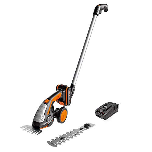 WORX 18V(20V MAX) Akku Gras- und Strauchschere WG801E.3, PowerShare, Heckenschere Rasenschere 12 cm Strauchtrimmer, 10 cm Grasmesser, Teleslopstiel Rasenkantenschere