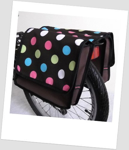 Kinder-Fahrradtasche Joy Satteltasche Gepäckträgertasche Fahrradtasche 2 x 5 Liter Farbe: 26 Dots 1 Brown