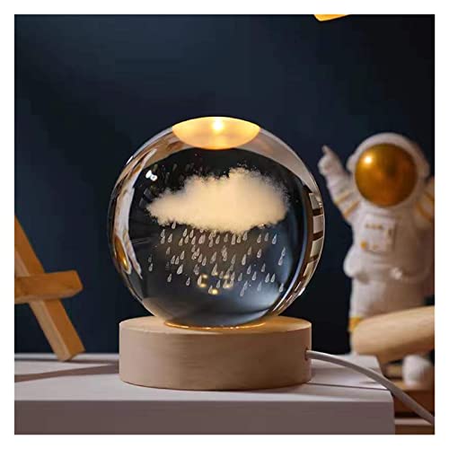 EWYOTUAL Raumdekoration Kristallkugel, Kristall-Astronauten-Planeten-Globus, 3D-Sonnensystem-Kugel mit Touch-Schalter, LED-Lichtbasis, Astronomie-Geschenk (Color : 4, Size : 60mm)