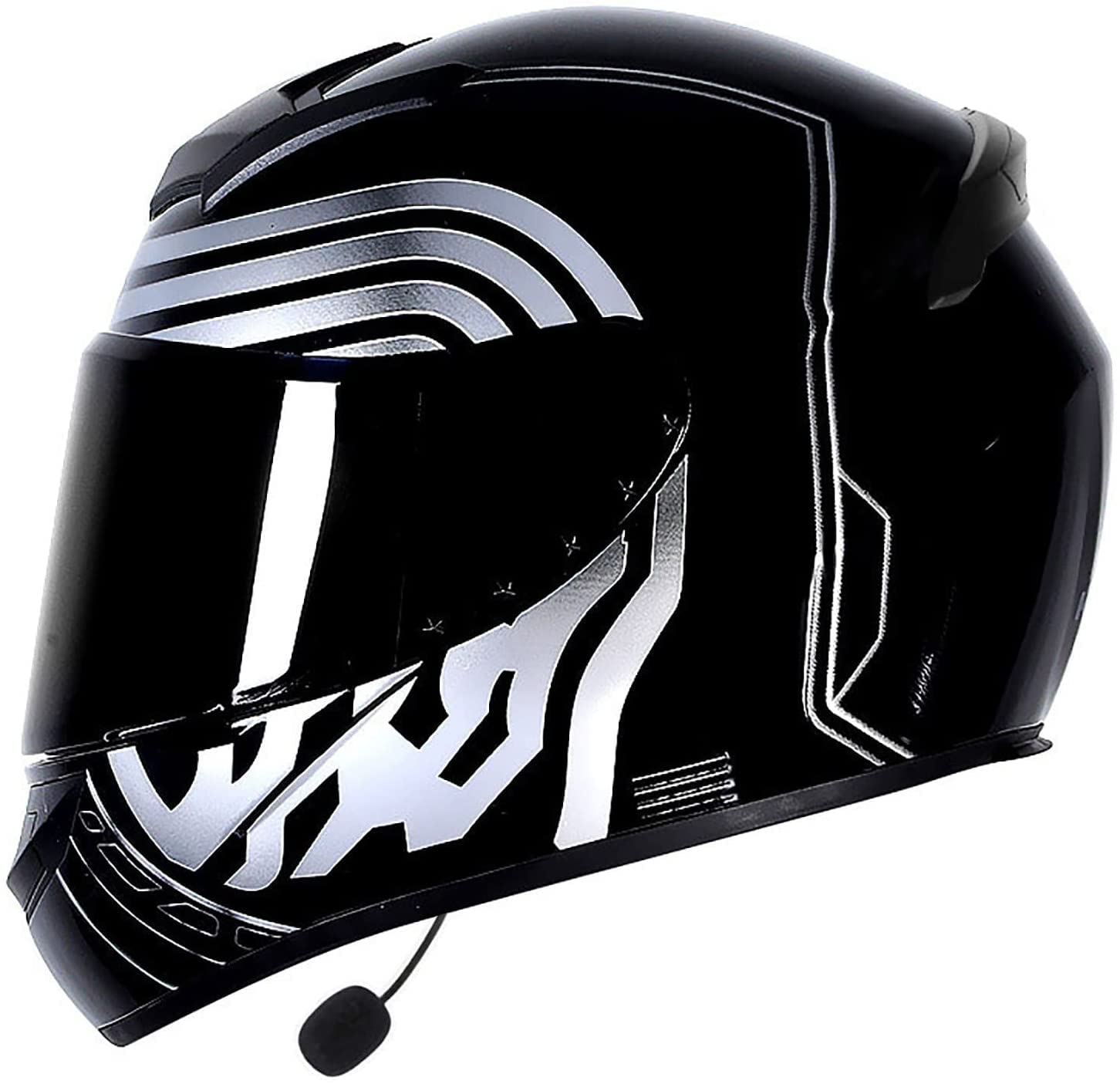 Motorradhelm Helm Klapphelm Integralhelm Integrierter Bluetooth-Helm DOT/ECE Genehmigt Motorrad Full Face Helm Rollerhelm Anti-Fog-visier Sturzhelm Unisex (Color : B, Größe : XL=61-62cm)