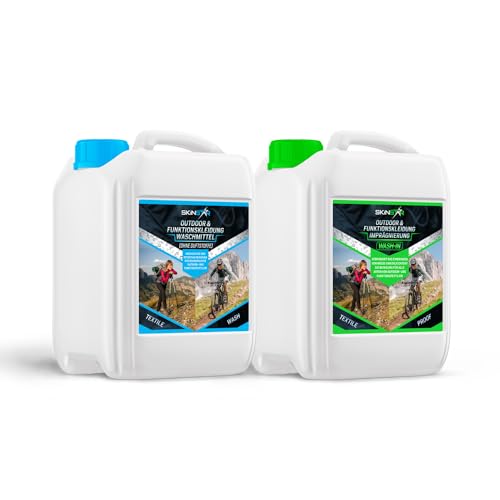 SkinStar Outdoor & Funktionskleidung Waschmittel ohne Duftstoffe + Wash-In Imprägnierung Doppelpack je 2,5L