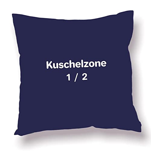 Kissenbezug 80x80cm mit Namen Wunschtext bestickt - navy - Deko oder Kinderwagen