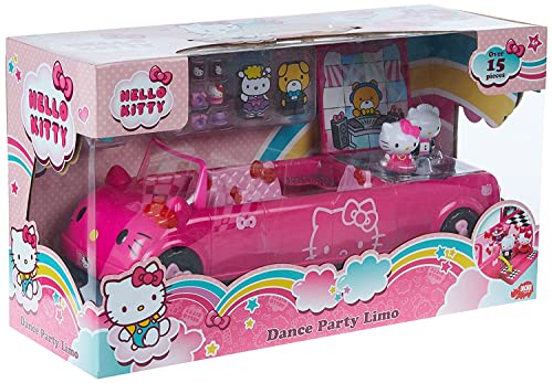 Dickie Toys 253247000 Limo Dance Party Limousine, Spielzeugauto verwandelbar, Tür in Treppen, Gepäckraum öffnet Sich zur Tanzfläche, inkl. 2 Hello Kitty Figuren, 35,5 cm, ab 3 Jahren, Rosa