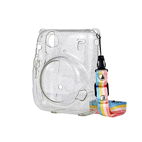 CEVIZ Sofortbildkamera-Tasche Hartschalen-Blitzschutzhülle mit Schultergurt, Pink, Lila, Blau, passend for Fujifilm, passend for Mini 11 (Color : Crystal)