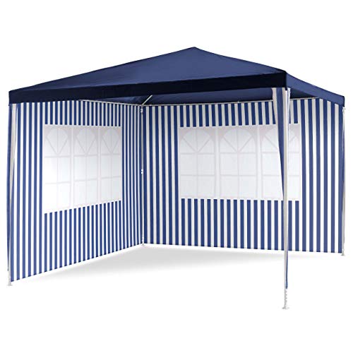 PE-Pavillon Partyzelt mit 2 Seitenteilen für Garten Terrasse Markt Camping Festival als Unterstand und Plane, wasserdicht 3 x 3 m blau