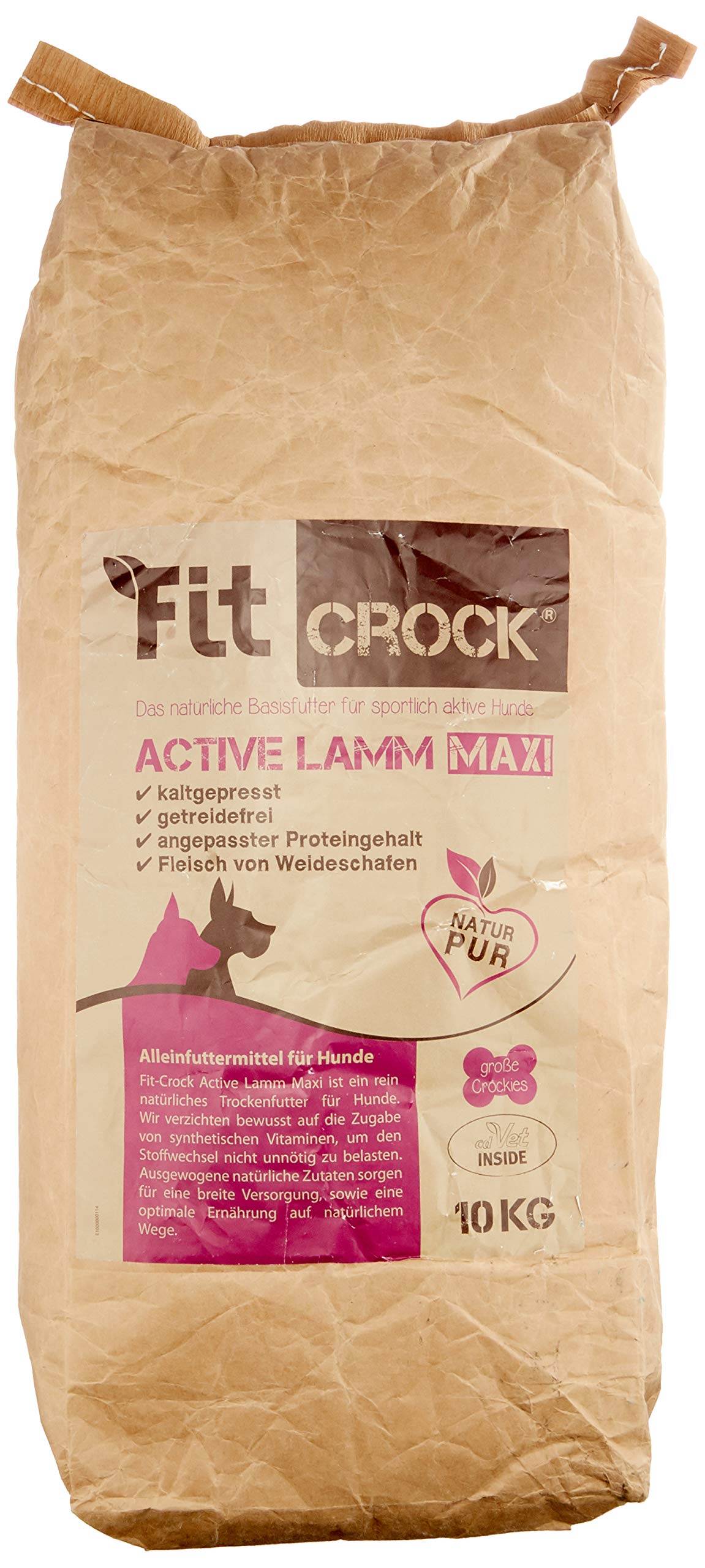 cdVet Fit-Crock Hundefutter trocken Active Lamm Maxi 10 kg, getreidefrei