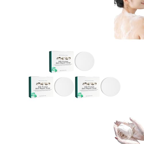 Sumzg Collagen Milk Whitening Soap, Skinferm Silk Protein Whitening Soap, Seidenprotein-Peeling- und Aufhellungsseife, festigt und hellt Ihren Teint für Körper- und Gesichtshaut auf (3PCS)