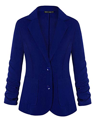 MINTLIMIT Damen Casual Arbeit Büro Blazer Jacke mit Seitentaschen(Königsblau,Größe M)