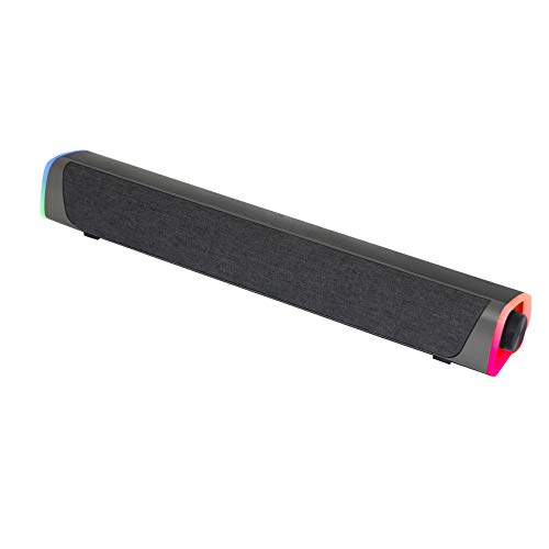 Woxter Big Bass 320 Soundbar mit 18 W Leistung (RGB-Hintergrundbeleuchtung, 3,5 mm, PC/PS4/Xbox/TV/Handy/Tablet), Stromversorgung über USB, Schwarz