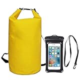 10L Waterproof Drying Bag, Adjustable Shoulder Strap Water Drifting Bucket Bag + Oversized Waterproof Phone Case, Suitable For Kayaking/Boating/Canoeing/Fishing(gelb)