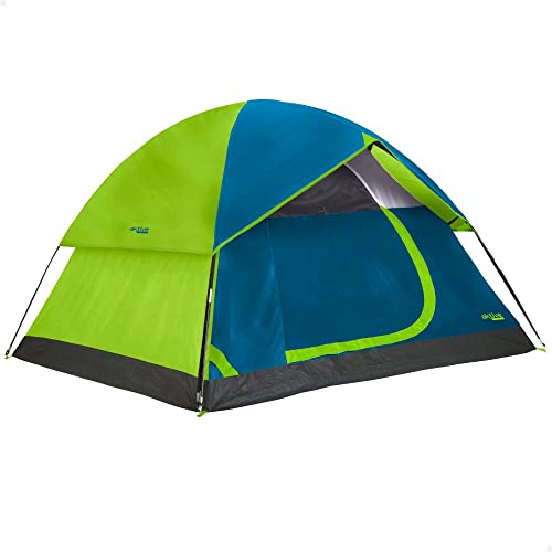 AKTIVE 52999 Zelt für 4 Personen, Doppeldach Iglu, Maße: 240 x 210 x 130 cm, Regenschutz, Doppeltür mit Reißverschluss und Moskitonetz Oben, Campingzelt