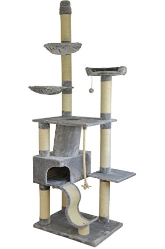 nanook Kratzbaum deckenhoch (Grau) - XL Katzenbaum für große Katzen und schwere Katzen (Ragdoll, Maine Coone) - Kratzturm hoch mit stabilem Kratzstamm
