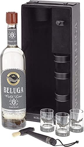 Beluga Russian Vodka Gold Line Leather mit 3 Gläser (1 x 0.7 l)