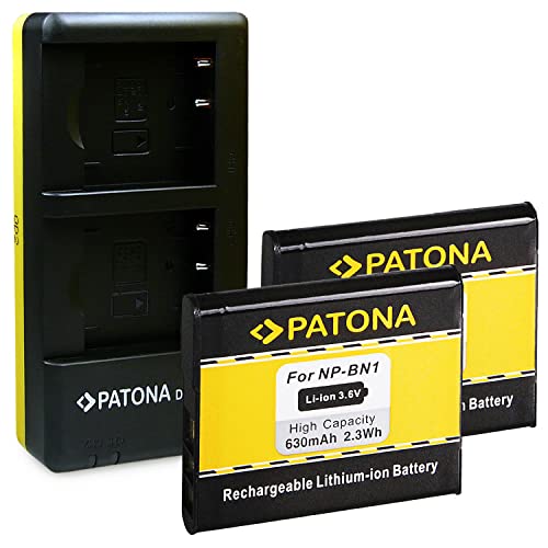 PATONA Dual Schnell-Ladegerät + 2X Akku NP-BN1 kompatibel mit Sony Cyber-Shot DSC-QX100 DSC-W310 DSC-W580 DSC-W650