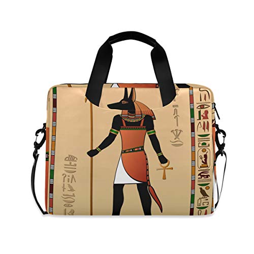 PUXUQU Jahrgang Ägyptisches Ägypten Anubis Horus Laptoptasche 15.6 Zoll Laptop Tasche Aktentasche Hülle Notebooktasche Handtasche Schulter Tasche für Uni Arbeit Business