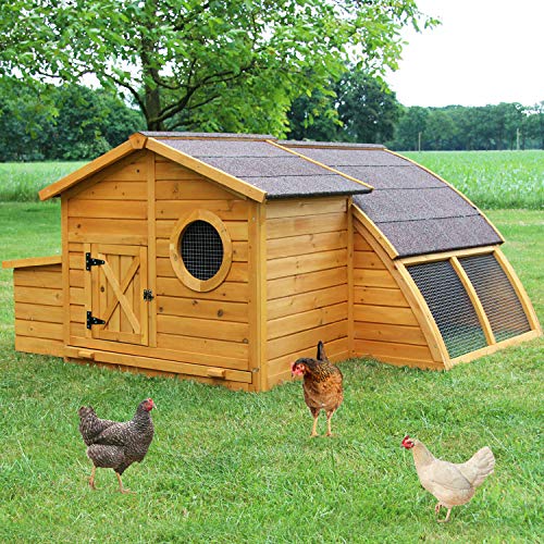 zooprinz Design Hühnerstall mit Bullaugen - aus massivem Vollholz und stabilem Draht - Hühner-stall mit Nistkasten