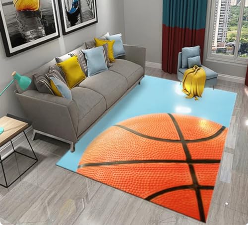 REIPOL Basketball-Muster-Teppich Wohnkultur Bereich Teppiche für Teenager Schlafzimmer Spiel rutschfeste Matte Wohnzimmer Fußmatten 200x300cm