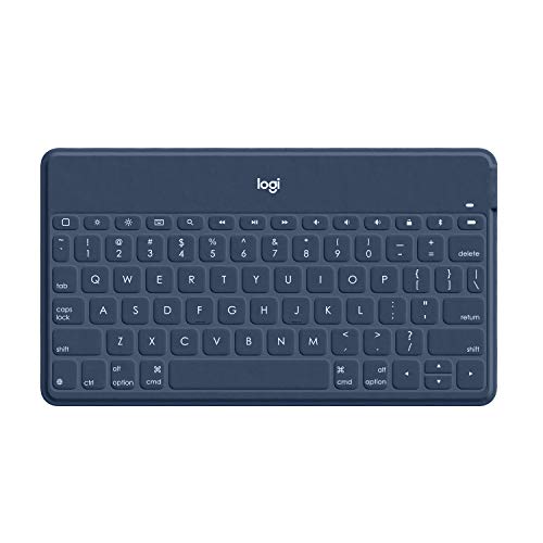 Logitech Keys-to-Go Kabellose Bluetooth-Tastatur für iPhone, iPad, Smartphone, Tablet, Windows, Apple TV, ultradünn, Ultraleicht, kurzgeschnittene Tasten, QWERTY-Layout, Blau