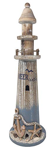 maritime Holz Serie Shabby ┼ Leuchtturm ┼ Anker ┼ Steuerrad ┼ Schatz-Truhe ┼ Bilder-Rahmen ┼ Deko - Nautic ┼ exklusive Artikel (Leuchtturm 48cm)
