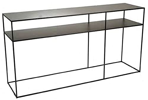 Casa Padrino Luxus Konsole Schwarz 160 x 40 x H. 81 cm - Moderner Metall Konsolentisch - Wohnzimmer Möbel - Büro Möbel