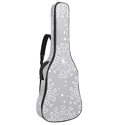 Gitarrentasche mit Reißverschluss, wasserdicht, weich, für Bassgitarre, Akustik- und klassische Folk-Gitarre, abstrakte weiße Löwenzahn