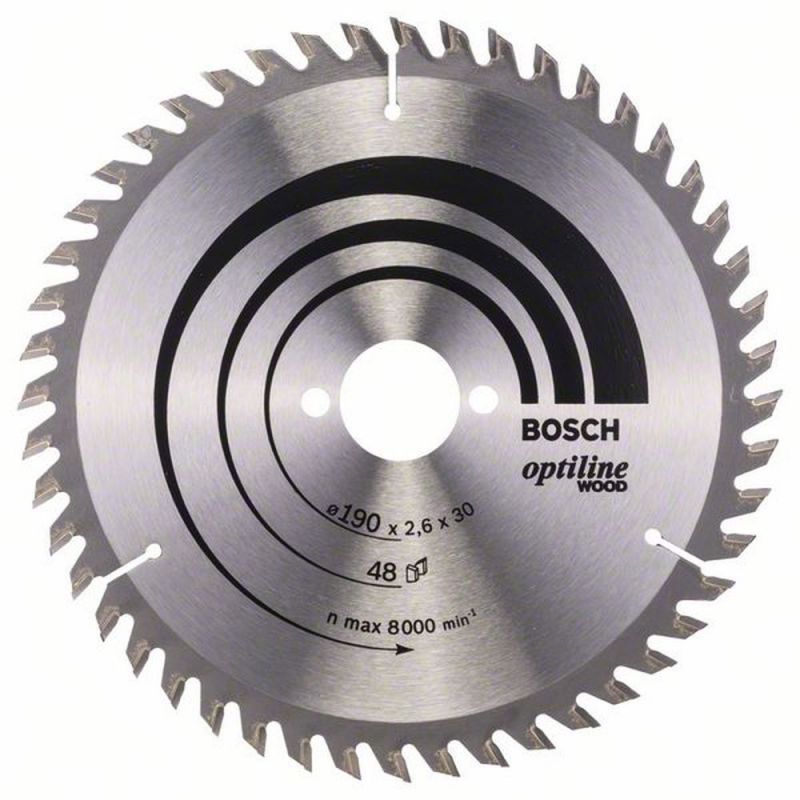 Bosch Kreissägeblatt Optiline Wood für Handkreissägen, 190 x 30 x 2,6 mm, 48 2608640617