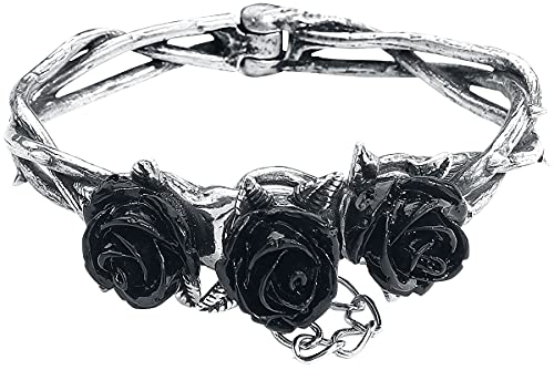 Alchemy Gothic Wild Black Rose Frauen Armband silberfarben S-M Hartzinn Gothic, Rockwear