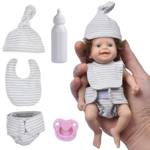 Richolyn Wiedergeborene Babypuppen | lebendige Babypuppen - Lustige Puppen und 8-Zoll-Neugeborenenpuppen, lebendig, Silikon und schöne Overalls, Jungen und Mädchen