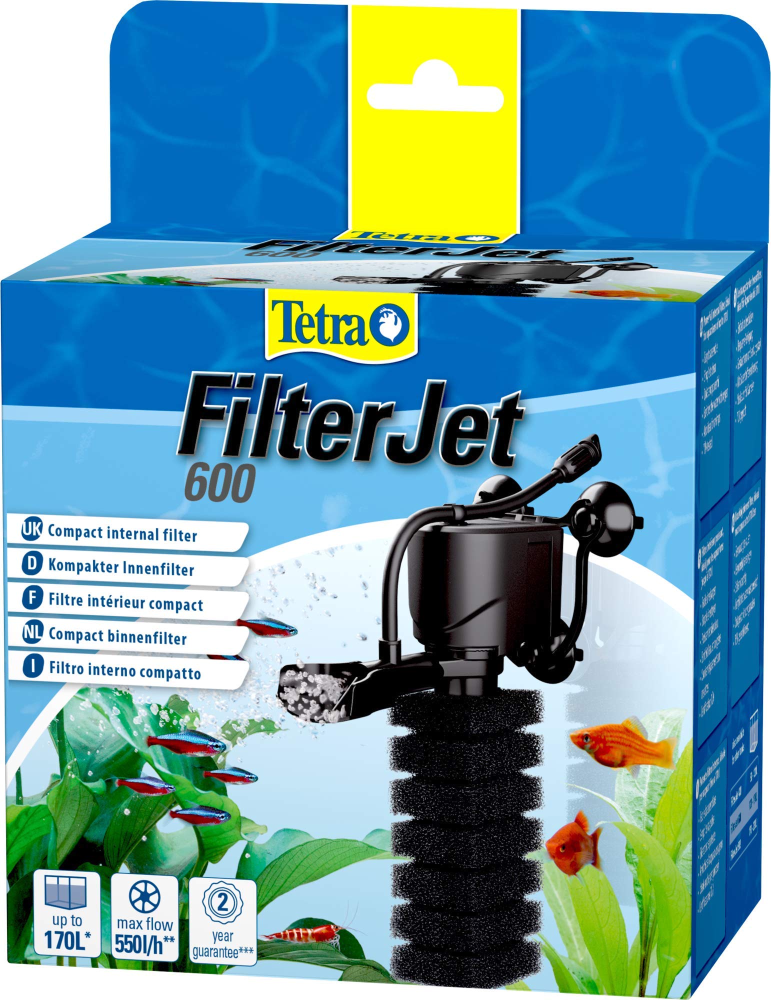 Tetra FilterJet 600 - leistungsstarker Aquarium Innenfilter mit Sauerstoffanreicherung, Aquarium Filter für Aquarien bis 170 L