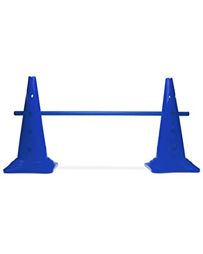 SPORTIKEL24 Kombi Kegel-Hürde - Parcours-Hindernis für Agility Training - Sprung- & Slalom-Hütchen für Hund, Sport, Pferd & Kind - 50 cm - blau