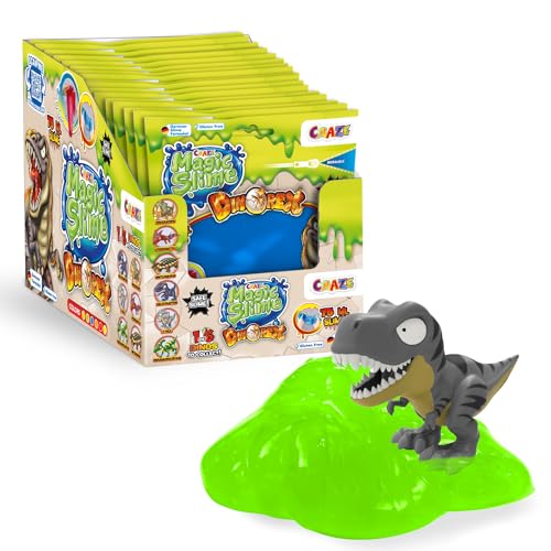 CRAZE Magic Slime Bag Surprise Dino 18er Pack | Schleim Kinder im Beutel 18x 75ml mit Dinosaurierfigur im Inneren, Slime Set mit Überraschung, geruchsneutral, rückstandsfrei