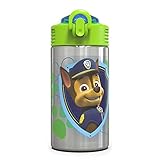 Zak Designs Paw Patrol Kinder-Trinkflasche aus Edelstahl, mit aufklappbarem Strohhalm-Auslauf, BPA-frei, langlebiges Design, Paw Patrol Boy SS