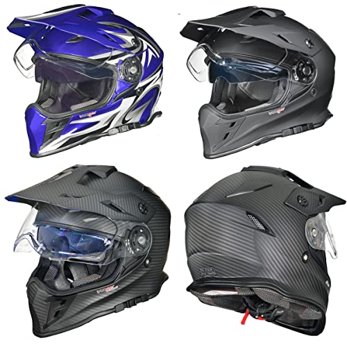 RX-967 Crosshelm Integralhelm Quad Cross Enduro Motocross Offroad Helm Pinlock, Farbe:Carbon, Größe:S (55-56)