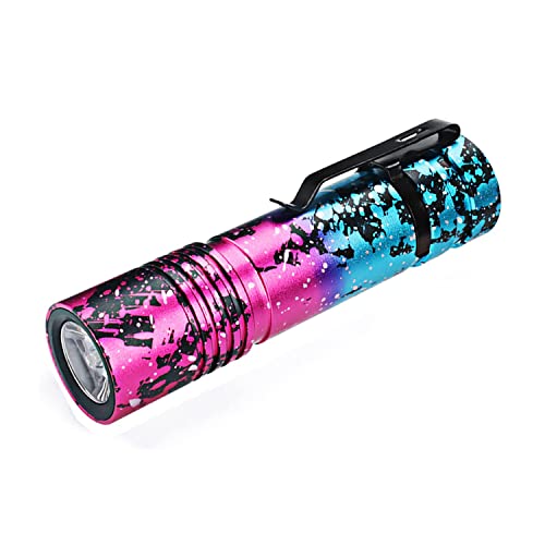 UltraFire UF02 Mini LED Taschenlampe USB Aufladbar 800 Lumen 5 Modi Wiederaufladbare Taktische Taschenlampe, mit Eingebautem 3,7V 1200mAh Wiederaufladbaren Batterie (Rosa)