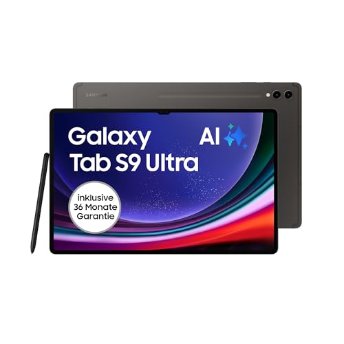 Samsung Galaxy Tab S9 Ultra Android-Tablet, Wi-Fi, 256 GB / 12 GB RAM, MicroSD-Kartenslot, Inkl. S Pen, Simlockfrei ohne Vertrag, Graphit, Inkl. 36 Monate Herstellergarantie [Exklusiv bei Amazon]