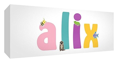 Little Helper Leinwand Box Galerie verpackt mit farbigem Front Panel illustrativen Stil mit dem Namen Mädchenname Alix 30 x 84 x 3 cm groß