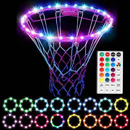 HUSHUI LED Basketballkorb Licht, Fernbedienung Basketball Rand LED Licht 4 Modi 16 Farben Wasserdicht für das Training im Freien bei Nacht